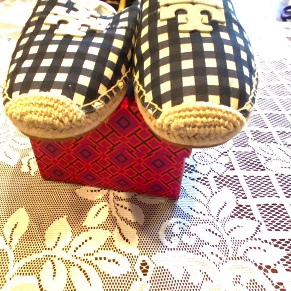Tory Burch Check in-Check Weston Flat Espadrille - Picture 3 of 3